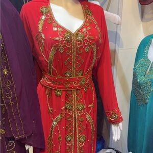 Elegant Red Embellished Dress